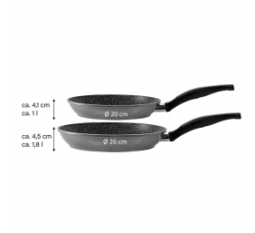 Stoneline | Pan Set of 2 | 10640 | Frying | Diameter 20/26 cm | Suitable for induction hob | Fixed handle | Anthracite