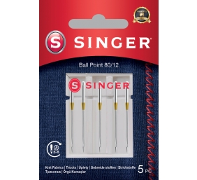 Singer | Ball Point Needle 80/12 5PK for Knit Fabrics