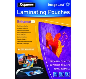 Fellowes | Laminating Pouch PREMIUM | A4 | Clear | Enhance 80 Micron thickness, 216x303 mm - A4, 100 pcs; Unique directional arrow quality mark disappears when laminated.