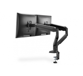 Digitus | Desk Mount | Universal Dual Monitor Mount with Gas Spring and Clamp Mount | Swivel, height adjustment, rotate | Black