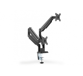 Digitus | Desk Mount | Universal Dual Monitor Mount with Gas Spring and Clamp Mount | Swivel, height adjustment, rotate | Black