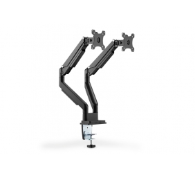 Digitus | Desk Mount | Universal Dual Monitor Mount with Gas Spring and Clamp Mount | Swivel, height adjustment, rotate | Black