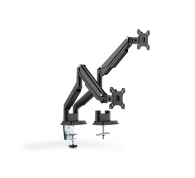 Digitus | Desk Mount | Universal Dual Monitor Mount with Gas Spring and Clamp Mount | Swivel, height adjustment, rotate | Black