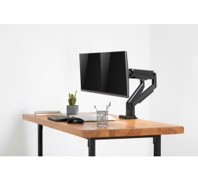 Digitus | Desk Mount | Universal Dual Monitor Mount with Gas Spring and Clamp Mount | Swivel, height adjustment, rotate | Black