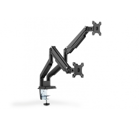 Digitus | Desk Mount | Universal Dual Monitor Mount with Gas Spring and Clamp Mount | Swivel, height adjustment, rotate | Black