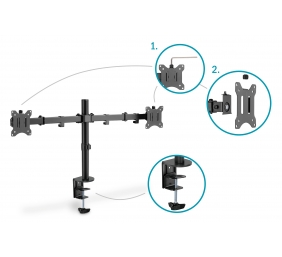 Digitus | Desk Mount | Swivel, Height adjustment | 15-32 " | Maximum weight (capacity) 8 kg | Black
