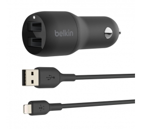 Belkin | BOOST CHARGE | Dual USB-A Car Charger 24W + USB-A to Lightning Cable