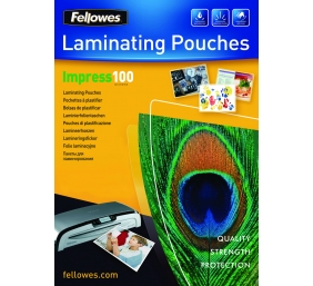 Fellowes | Laminating Pouch | A4 | Clear | Thickness: 100 micron, Qty Per Pack: 100 pcs; Ideal for notices, craft materials, signage and frequently handled documents; Compatible with all laminator brands