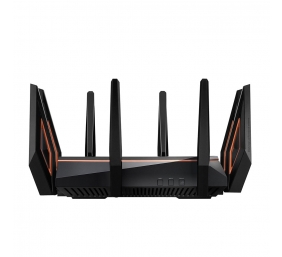 GT-AX11000 Tri-band WiFi Gaming Router | ROG Rapture | 802.11ax | 4804+1148 Mbit/s | 10/100/1000 Mbit/s | Ethernet LAN (RJ-45) ports 4 | Mesh Support Yes | MU-MiMO No | No mobile broadband | Antenna type 8xExternal | 2 x USB 3.1 Gen 1