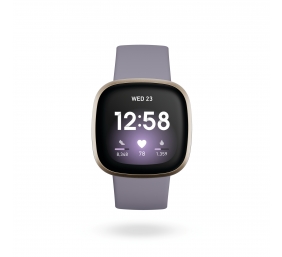 Fitbit Versa 3  Smart watches, GPS (satellite), Amoled, Heart rate monitor, Waterproof, Bluetooth, Soft Gold/Thistle