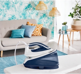 TEFAL | Express Essential Steam Station | SV6116E0 | 2200 W | 1.4 L | 5 to 6 bar | Auto power off | Vertical steam function | Calc-clean function | White/ Blue