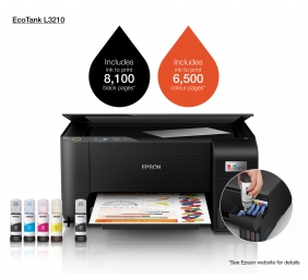 Spausdintuvas rašalinis Epson EcoTank L3210 A4, Spalvotas, MFP, USB