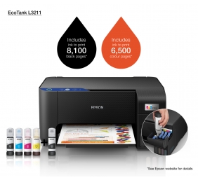 Spausdintuvas rašalinis Epson EcoTank L3211 A4, Spalvotas, MFP, USB