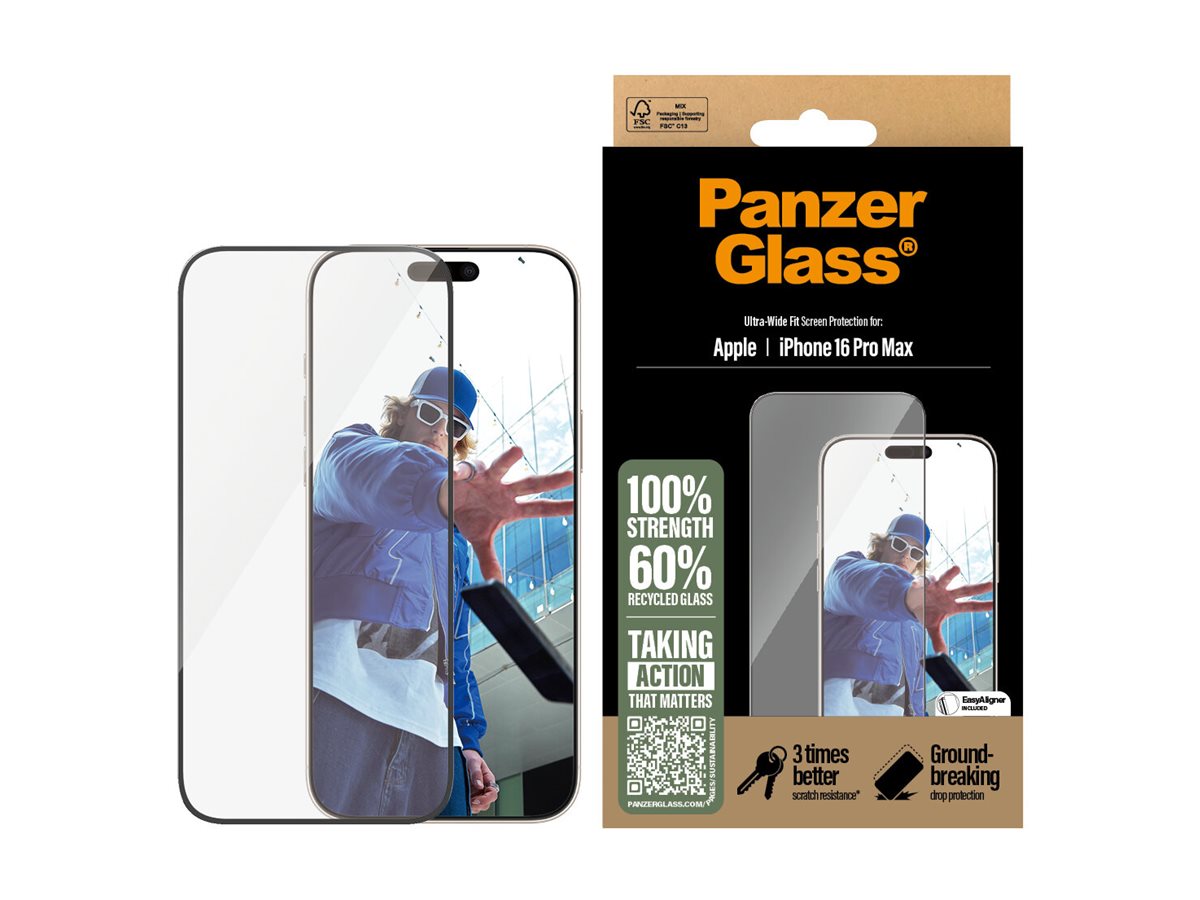 PanzerGlass Screen protector | Apple | iPhone 16 Pro Max | Glass | Transparent | Ultra-Wide Fit