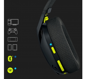Logitech G435 LIGHTSPEED Belaidės žaidimų ausinės, Black and Neon Yellow
