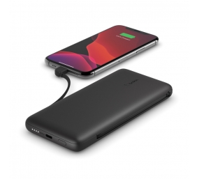 Belkin | BOOST CHARGE Plus Power Bank | 10000 mAh | Integrated LTG and USB-C cables | Black
