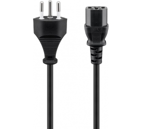 Goobay | Power supply cord, Switzerland | 93617 | Black Swiss male (type J, SEV 1011) | Device socket C13 (IEC connection)