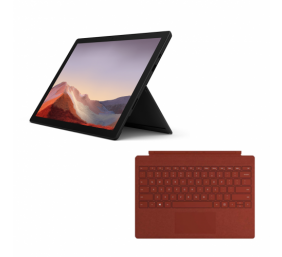 Microsoft Surface Pro 7 Black + Surface Pro Type Cover Poppy Red, 12.3 ", Touchscreen, 2736 x 1824 pixels, Intel Core i5, 1035G4, 8 GB, LPDDR4x, SSD 256 GB, Intel Iris Plus, No ODD, Windows 10 Home, 802.11ax, Bluetooth version 5.0, Warranty 24 month(s)
