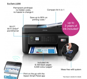 Spausdintuvas rašalinis Epson EcoTank L5290 A4, Spalvotas, MFP, ADF, WiFi