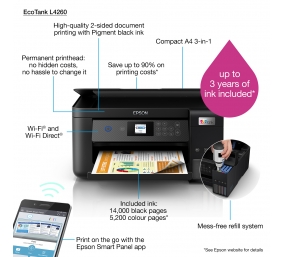 Epson EcoTank L4260 Spausdintuvas rašalinis spalvotas MFP A4 33 ppm USB Wi-Fi Ethernet LAN