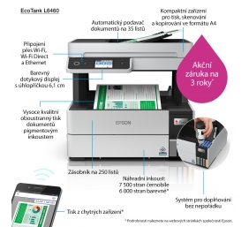 Epson Multifunctional printer | EcoTank L6460 | Inkjet | Colour | 3-in-1 | Wi-Fi | Black and white