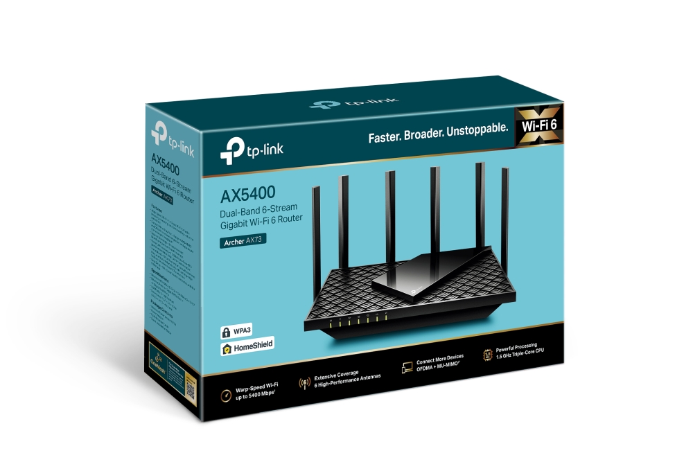 Dual-Band Wi-Fi 6 Router | Archer AX72 | 802.11ax | 10/100 Mbit/s | Ethernet LAN (RJ-45) ports 3 | Mesh Support No | MU-MiMO No | No mobile broadband | Antenna type 4x fixed external