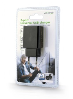 EnerGenie | 2-port universal USB charger | EG-U2C2A-03-BK