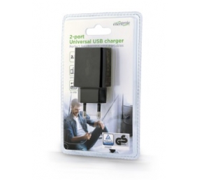 EnerGenie | 2-port universal USB charger | EG-U2C2A-03-BK