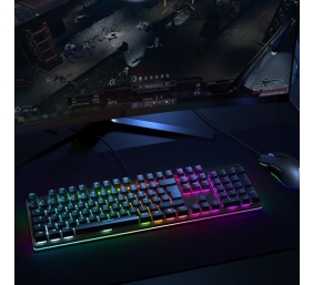 Aukey KM-G12 Mechanical Keyboard, RGB LED light, Wired, Black, Blue Switch, Numeric keypad