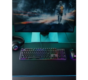 Aukey KM-G12 Mechanical Keyboard, RGB LED light, Wired, Black, Blue Switch, Numeric keypad