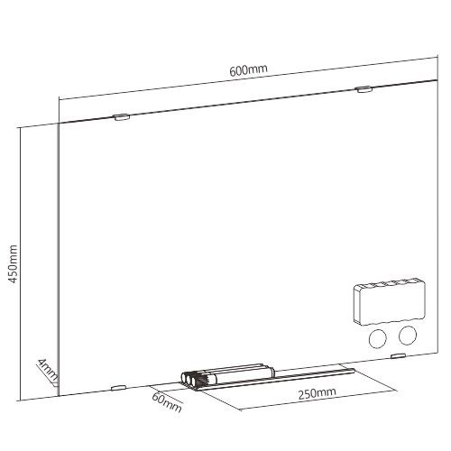 Magnetinė stiklinė balta lenta Up Up 600x450mm