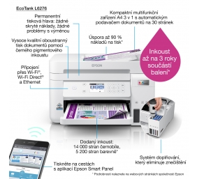 Epson Multifunctional printer | EcoTank L6276 | Inkjet | Colour | 3-in-1 | Wi-Fi | White