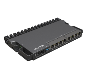 MikroTik Wired Ethernet Router RB5009UG+S+IN, Quad core 1.4 GHz CPU, 1xSFP+, 7xGigabit LAN, 1x2.5G LAN, 1xUSB, Can be powered in 3 different ways, CPU temperature monitor, Mounts FOUR of these Routers in a Single 1U Rackmount Space, RouterOS L5 | Wired Et