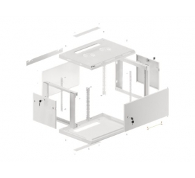 Lanberg | Rack cabinet 19" wall-mount 6U/600x450 for self-assembly with metal door (flat pack) | WF01-6406-00S | Grey