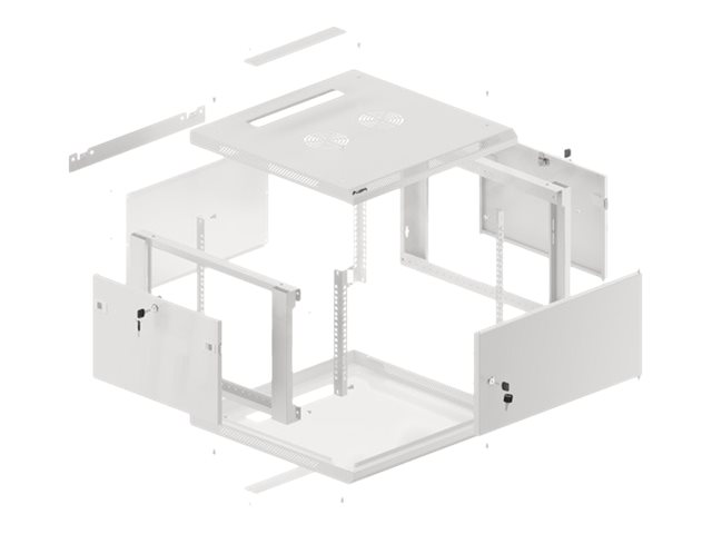 Lanberg | Rack cabinet 19" wall-mount 6U/600x600 for self-assembly with metal door (flat pack) | WF01-6606-00S | Grey