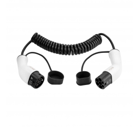 EV+ Charging Cable Type 2 to Type 2 Spiral 32A 3 Phase 5m | EV+ | EV-SCG-T2-32-3P-W | EV+ Charging Cable Type 2 to Type 2 Spiral 32A 3 Phase | 5 m
