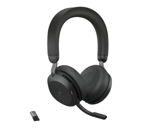 Jabra Evolve2 75 MS Teams Belaidės ausinės, Bluetooth, USB-A, Charging Stand, Juoda