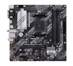 Asus | PRIME B550M-A WIFI II | Processor family AMD | Processor socket AM4 | DDR4 DIMM | Memory slots 4 | Supported hard disk drive interfaces 	SATA, M.2 | Number of SATA connectors 4 | Chipset AMD B550 | microATX