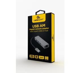 Cablexpert | USB AM Gigabit network adapter with 3-port USB 3.0 hub | A-AMU3-LAN-01