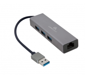 USB AM Gigabit network adapter with 3-port USB 3.0 hub | A-AMU3-LAN-01