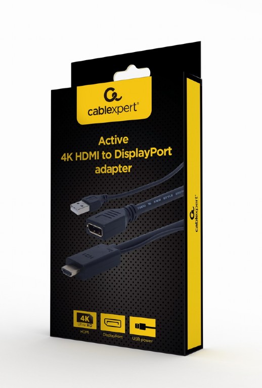 Cablexpert | Active 4K HDMI to DisplayPort Adapter | A-HDMIM-DPF-01 | Black | DisplayPort Female | HDMI Male (Type A) | 0.1 m