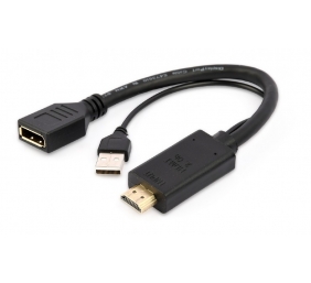 Cablexpert Black | DisplayPort Female | HDMI Male (Type A) | Active 4K HDMI to DisplayPort Adapter | A-HDMIM-DPF-01 | 0.1 m