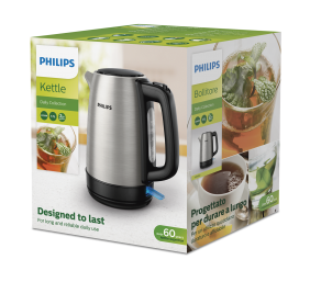 Philips Daily Collection HD9350/90 Elektrinis virdulys, 1.7 L, 2200 W, Sidabrinė/Juoda