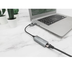 Digitus USB Type-C Gigabit Ethernet Adapter 2.5G, USB-C + USB A (USB3.1/3.0) | DN-3028 | USB3.0/USB C 3.1 to 2.5G Ethernet Adapter