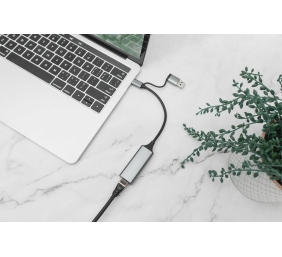 Digitus USB Type-C Gigabit Ethernet Adapter 2.5G, USB-C + USB A (USB3.1/3.0) | DN-3028 | USB3.0/USB C 3.1 to 2.5G Ethernet Adapter