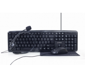 Gembird | 4-in-1 Multimedia office set | KBS-UO4-01 | Keyboard, Mouse, Pad and Headset Set | Wired | Mouse included | US | Black | 630 g