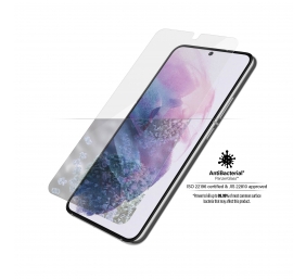 PanzerGlass | Samsung | Galaxy S22 | Tempered glass | Transparent | Case friendly. Compatible with ultrasonic fingerprint sensor. 100 % touch sensitivity. Antibacterial (ISO 22196 certified & JIS 22810 approved) | Screen Protector