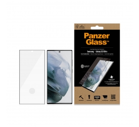 PanzerGlass | Samsung | Galaxy S22 Ultra | Tempered glass | Black | Case friendly. Compatible with ultrasonic fingerprint sensor. 100 % touch sensitivity. Antibacterial (ISO 22196 certified & JIS 22810 approved) | Screen Protector