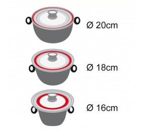 Stoneline | 13406 | Universal glass lid | Lid | Diameter 16/18/20  cm | Transparent