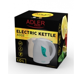 Adler | Kettle | AD 08 | Standard | 850 W | 1 L | Plastic | 360° rotational base | White
